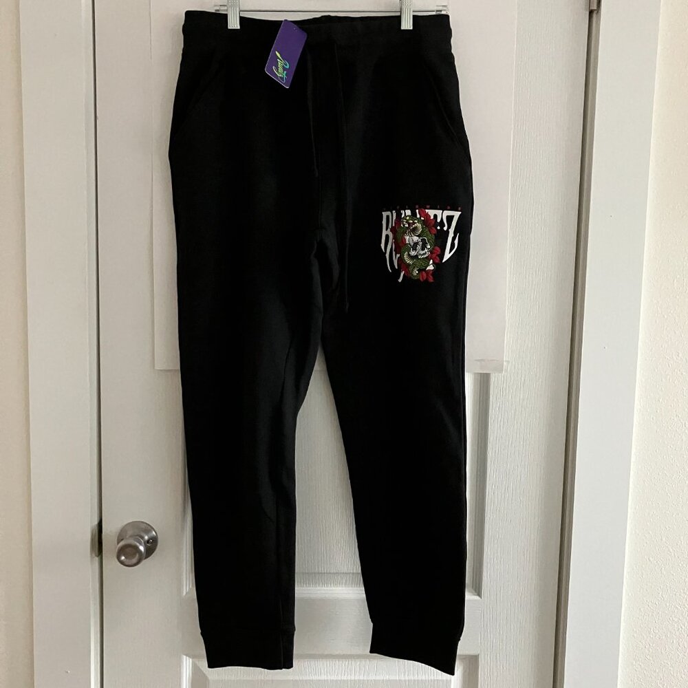 RUNTZ worldwide 100% Authentic Men Sweat Pant Joggers Size Large Snake Skull NEW